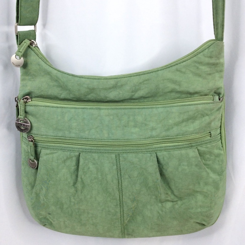 Travelon Crossbody Bag Purse Multi Pocket Organizer Green Expandable